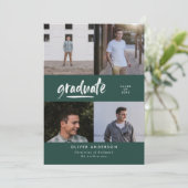 Invitation Diplôme de la typographie verte moderne multiphoto (Debout devant)