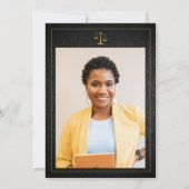 Invitation Diplôme de l'école de droit noir or photo élégant (Dos)