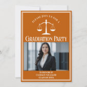 Invitation Diplôme de l'école de droit orange personnalisé (Devant)