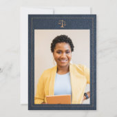 Invitation Diplôme de l'école de droit photo marine or élégan (Dos)