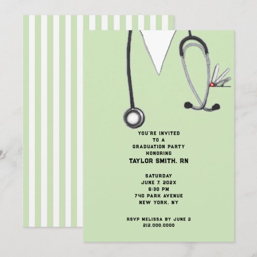 Invitation Diplôme de l'école de soins infirmiers (Devant / Derrière)