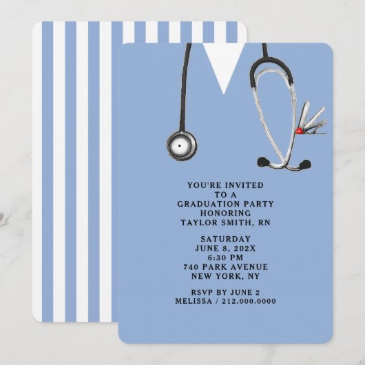 Invitation Diplôme de l'école d'infirmières (Devant / Derrière)