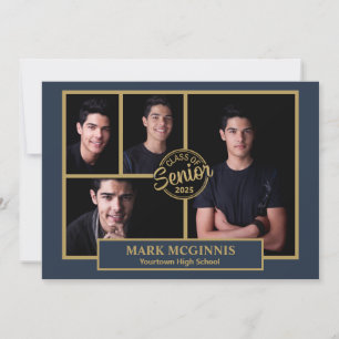 Invitation Diplôme de l'école secondaire Navy Blue Gold Promo