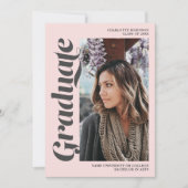 Invitation Diplôme de l'écriture de l'élève rose pâle (Devant)