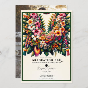 Invitation Diplôme de Lei floral tropical Photo BBQ Party