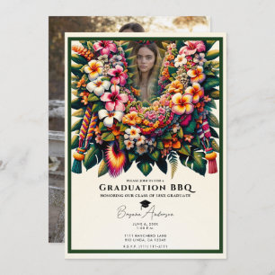 Invitation Diplôme de Lei floral tropical Photo BBQ Party