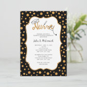 Invitation Diplôme de l'infirmière, faux or + vous changez de (Debout devant)