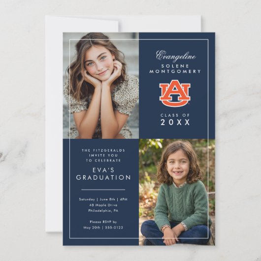 Invitation Diplômé de l'Université d'Auburn (Devant)