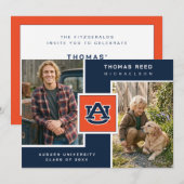 Invitation Diplômé de l'Université d'Auburn (Devant / Derrière)