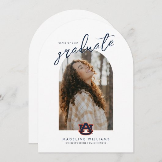 Invitation Diplômé de l'Université d'Auburn – Tigres d'Auburn (Devant / Derrière)