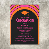Invitation Diplôme de lycée à capuchon arché rose orange rétr
