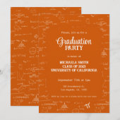 Invitation Diplôme de Mathématiques de Script Orange Élégant (Devant / Derrière)
