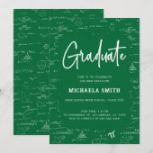 Invitation Diplôme de Mathématiques Vert Élégant (Devant / Derrière)