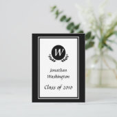 Invitation Diplôme de monogramme noir et blanc (Debout devant)