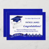 Invitation Diplôme de mortier Royal Blue Classe de 2022 (Devant / Derrière)