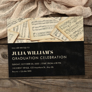 Invitation Diplôme de musique vintage