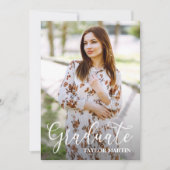 Invitation Diplôme de noir et blanc de script de la photo (Devant)