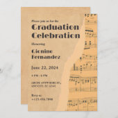 Invitation Diplôme de note de musique vintage (Devant / Derrière)