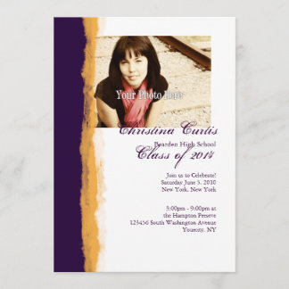 Invitation Diplôme de papier torn violet et jaune