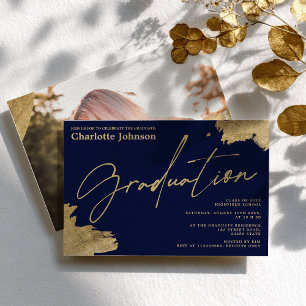 Invitation Diplôme de photo de bleu marine de calligraphie do