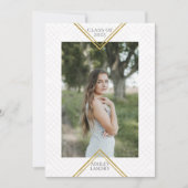 Invitation Diplôme de photo de cadre d'or géométrique chic (Devant)