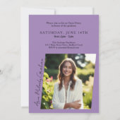 Invitation Diplôme de photo de script vertical moderne (Dos)