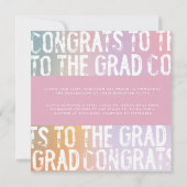 Invitation Diplôme de photo moderne pastel arc-en-ciel rose (Dos)