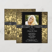 Invitation Diplôme de photo noir et or (Devant / Derrière)