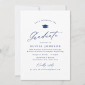 Invitation Diplôme de photo simple calligraphie moderne Navy (Devant)