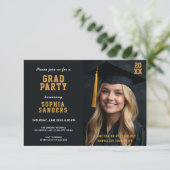 Invitation Diplôme de photo simple Grad Party (Debout devant)