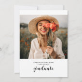 Invitation Diplôme de photo simple moderne en noir et blanc (Dos)