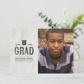 Invitation Diplôme de photo vintage d'encre (Debout devant)