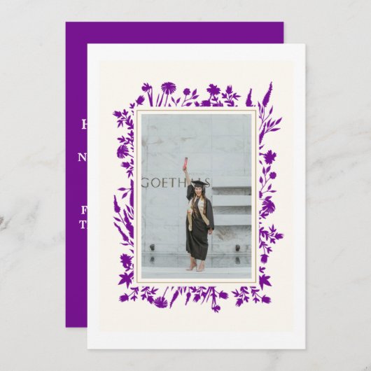 Invitation Diplôme de photo violet (Devant / Derrière)