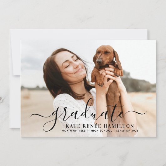 Invitation Diplôme de photographie de script noir moderne (Devant)