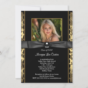 Invitation Diplôme de photos Black and Gold de Girls