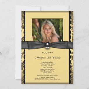 Invitation Diplôme de photos Black and Gold de Girls