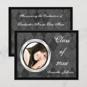 Invitation Diplôme de photos de cadre rond Arlequin Argent (Devant / Derrière)