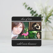 Invitation Diplôme de photos de la frontière florale noire et (Debout devant)