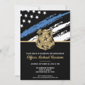 Invitation Diplôme de police Ligne bleue Indicateur Police (Devant)