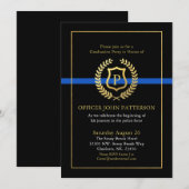 Invitation Diplôme de police | Monogramme thématique de retra (Devant / Derrière)