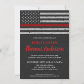 Invitation Diplôme de pompier Flaman Drapeau mince Ligne roug (Devant)