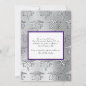 Invitation Diplôme de pratique infirmière pourpre argent (Dos)