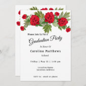 Invitation Diplôme de Rose rouge (Devant / Derrière)