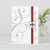 Invitation Diplôme de ruban blanc et rouge (Debout devant)