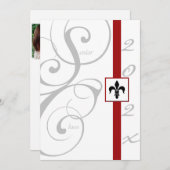 Invitation Diplôme de ruban blanc et rouge (Devant / Derrière)