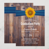 Invitation Diplôme de ruban de la marine florale de tournesol (Devant / Derrière)