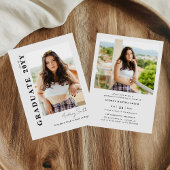 Invitation Diplômé de Script Moderne 2 Photo Gris Remise des 