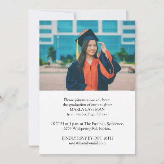 Invitation Diplômé de Script moderne peaufiné (Dos)