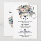 Invitation Diplôme de soins infirmiers personnalisé Boho Iora (Devant / Derrière)