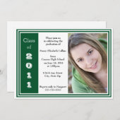 Invitation Diplôme de trois cadres (vert et blanc) (Devant / Derrière)